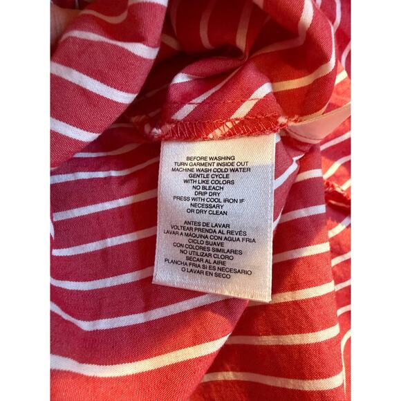 Anne Klein Red & White Diagonal Stripe Bell Sleeve Blouse – Size M - Picture 5 of 6